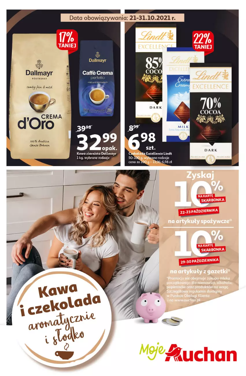 Gazetka promocyjna Auchan - Kawa i czekolada aromatycznie i słodko Moje Auchan - ważna 21.10 do 31.10.2021 - strona 1 - produkty: BIC, Dallmayr, Lindt