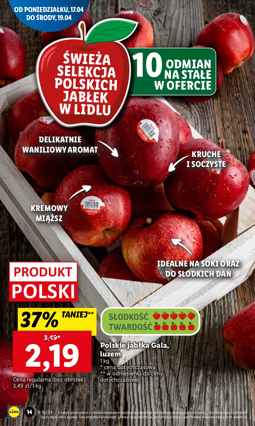 Gazetka promocyjna Lidl - GAZETKA - ważna 17.04 do 19.04.2023 - strona 14 - produkty: Gala, Jabłka, Sok