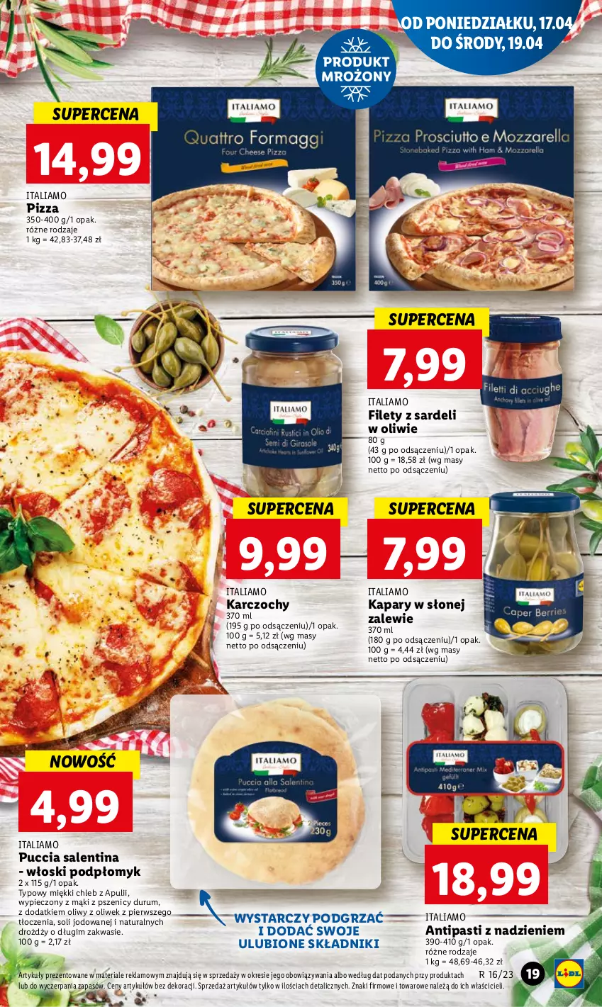 Gazetka promocyjna Lidl - GAZETKA - ważna 17.04 do 19.04.2023 - strona 25 - produkty: Chleb, Kapary, Karczochy, Piec, Pizza, Rum