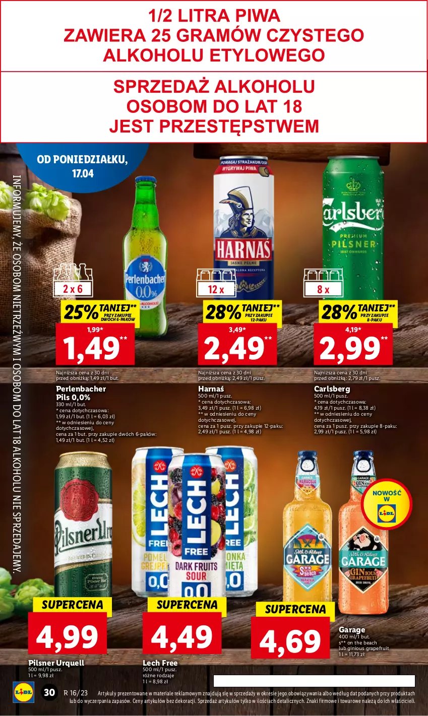 Gazetka promocyjna Lidl - GAZETKA - ważna 17.04 do 19.04.2023 - strona 38 - produkty: Carlsberg, Gin, Gra, Harnaś, NBA, Pilsner Urquell