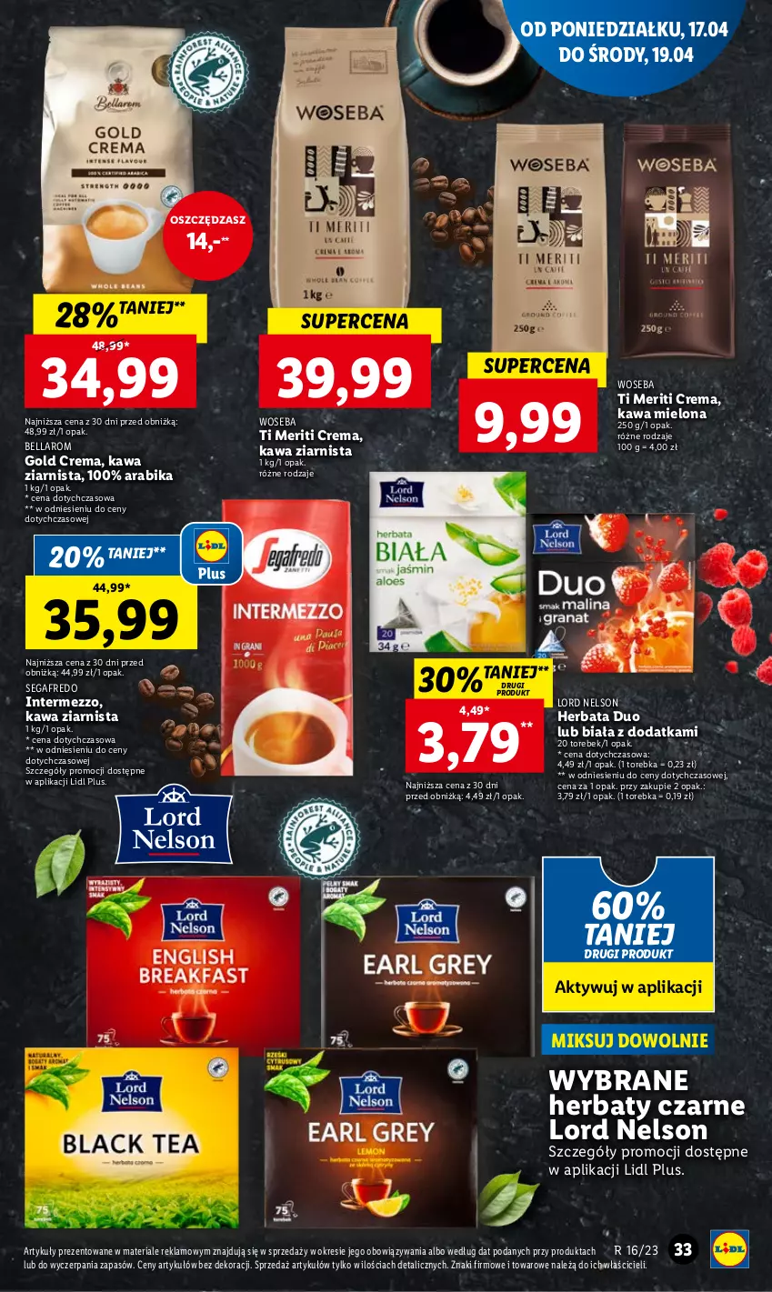 Gazetka promocyjna Lidl - GAZETKA - ważna 17.04 do 19.04.2023 - strona 41 - produkty: Bell, Bella, Herbata, Kawa, Kawa mielona, Kawa ziarnista, Segafredo, Torebka, Woseba