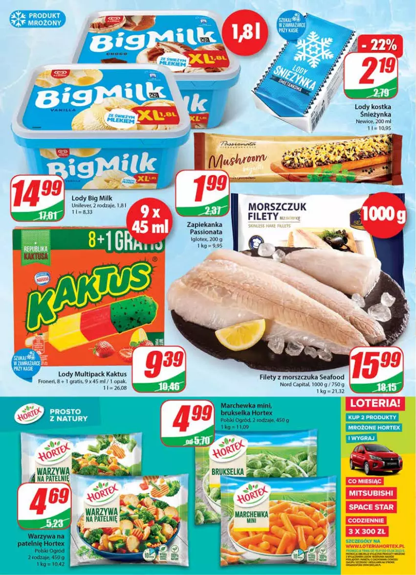 Gazetka promocyjna Dino - Gazetka - ważna 23.03 do 29.03.2022 - strona 10 - produkty: Big Milk, Brukselka, Gra, Hortex, Kaktus, LG, Lody, Marchewka, Ogród, Warzywa, Zapiekanka