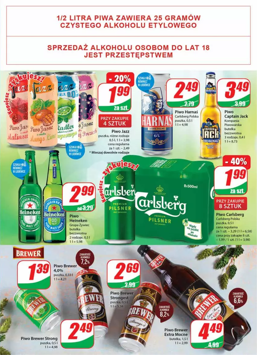 Gazetka promocyjna Dino - Gazetka - ważna 23.03 do 29.03.2022 - strona 17 - produkty: Captain Jack, Carlsberg, Heineken, Piwo