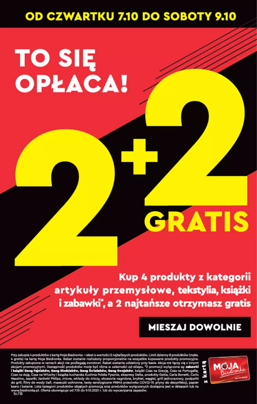 Gazetka promocyjna Biedronka - W tym tygodniu - ważna 07.10 do 12.10.2021 - strona 54 - produkty: Bateria, Dron, Fa, Gatta, Gra, Grill, Książka, Kuchnia, Papier, Por, Prima, Pur, Rama, Znicz