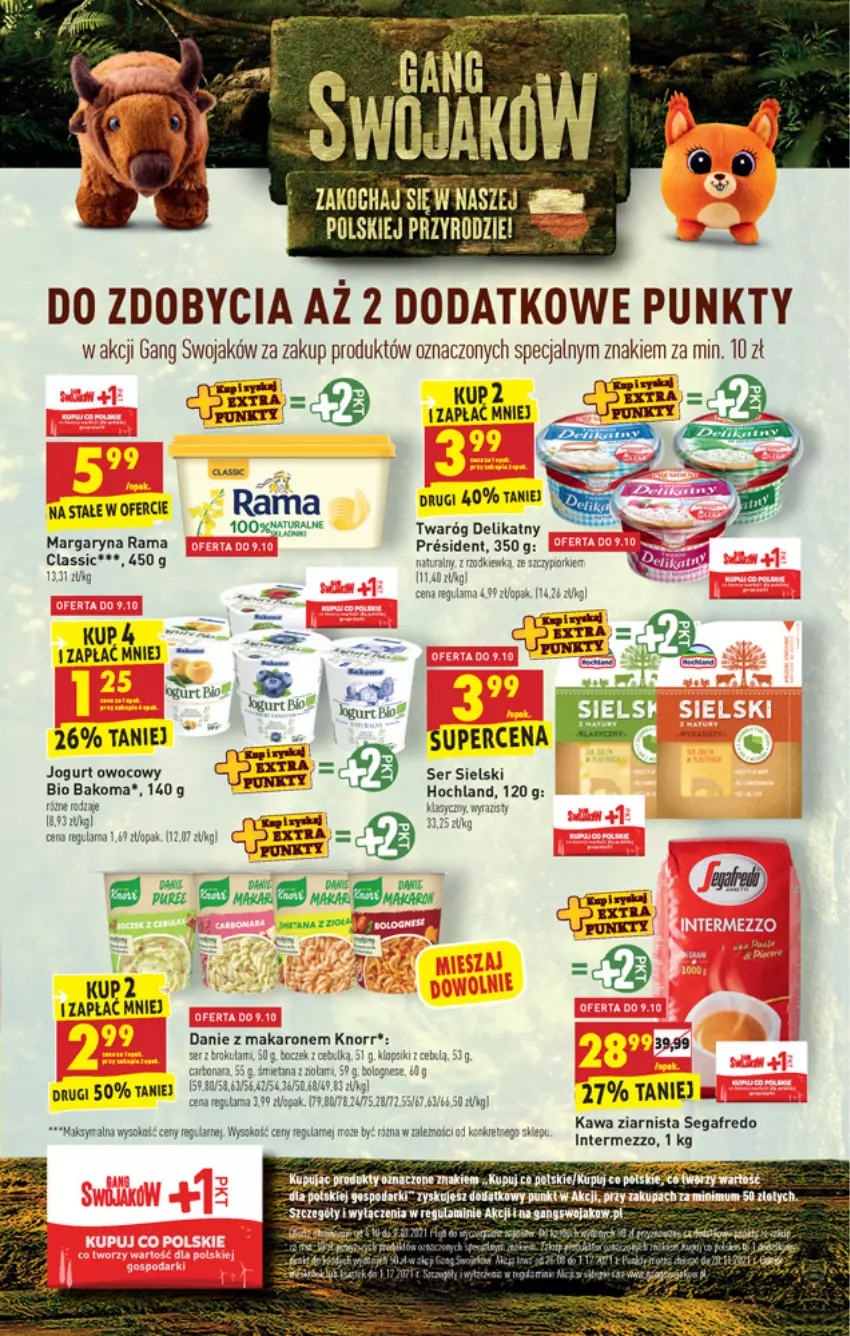 Gazetka promocyjna Biedronka - W tym tygodniu - ważna 07.10 do 12.10.2021 - strona 7 - produkty: Bakoma, Boczek, Gala, Hochland, Jogurt, Jogurt owocowy, Kawa, Kawa ziarnista, Knorr, Makaron, Margaryna, Rama, Segafredo, Ser, Sok, Twaróg, Twaróg delikatny