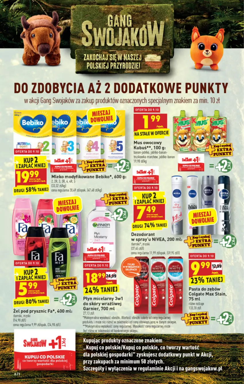 Gazetka promocyjna Biedronka - W tym tygodniu - ważna 07.10 do 12.10.2021 - strona 8 - produkty: Colgate, Dezodorant, Fa, Gala, Garnier, K2, Koc, Kubuś, LG, Mleko, Mleko modyfikowane, Mus, Nivea, Pasta do zębów, Płyn micelarny, Sok