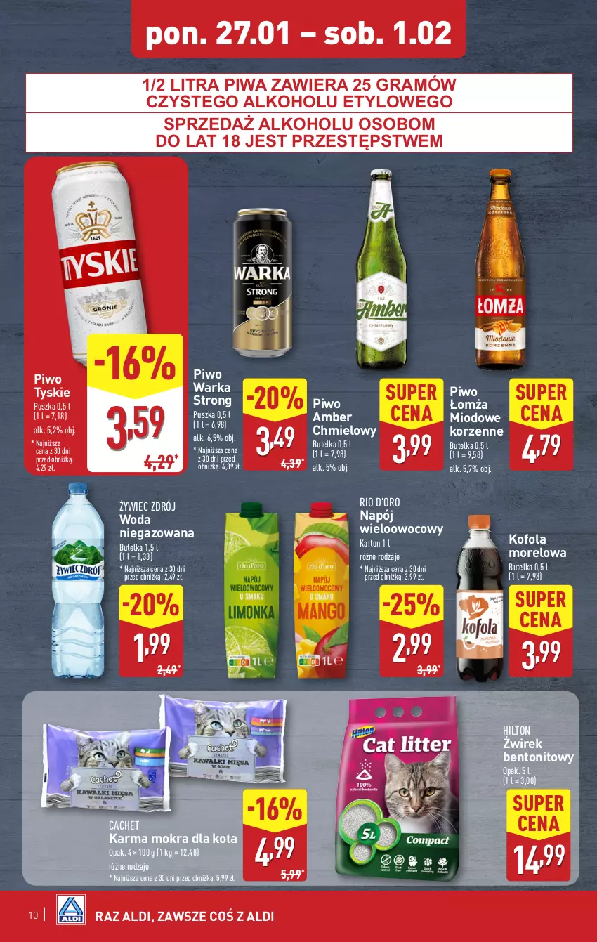 Gazetka promocyjna Aldi - Pełna oferta - ważna 27.01 do 01.02.2025 - strona 10 - produkty: Gra, Napój, Piwa, Piwo, Tyskie, Warka, Woda, Woda niegazowana