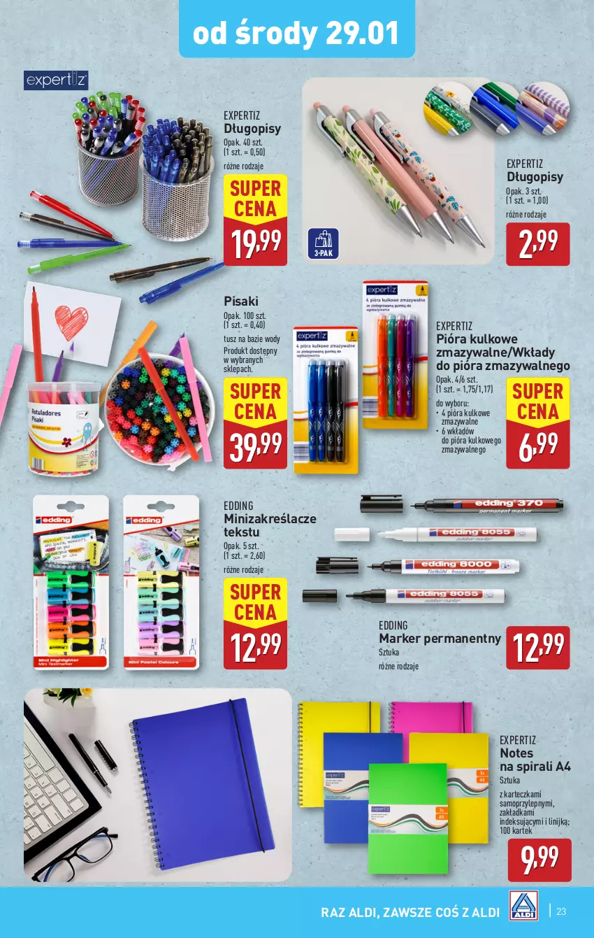 Gazetka promocyjna Aldi - Pełna oferta - ważna 27.01 do 01.02.2025 - strona 23 - produkty: Długopis, Marker, Mop, Pióra kulkowego, Tusz