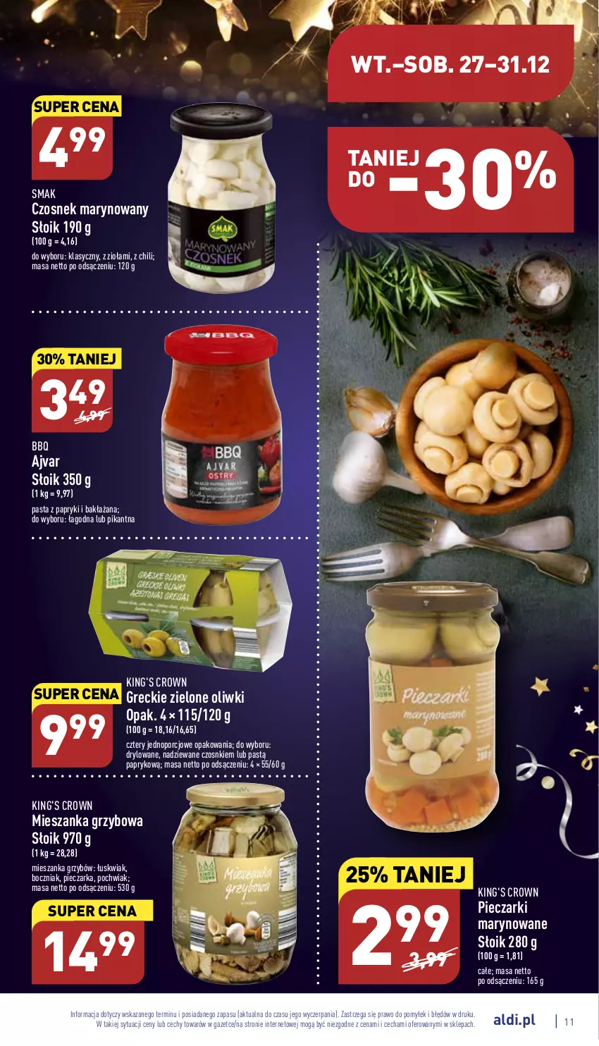 Gazetka promocyjna Aldi - Pełny katalog - ważna 27.12 do 31.12.2022 - strona 11 - produkty: Boczniak, Czosnek, Oliwki, Piec, Pieczarka, Por