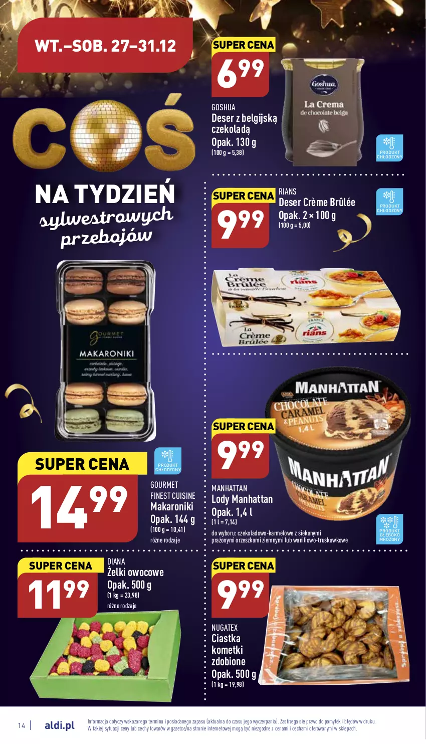 Gazetka promocyjna Aldi - Pełny katalog - ważna 27.12 do 31.12.2022 - strona 14 - produkty: Ciastka, Crème brûlée, Deser, Gosh, LG, Lody, Makaron, Ser