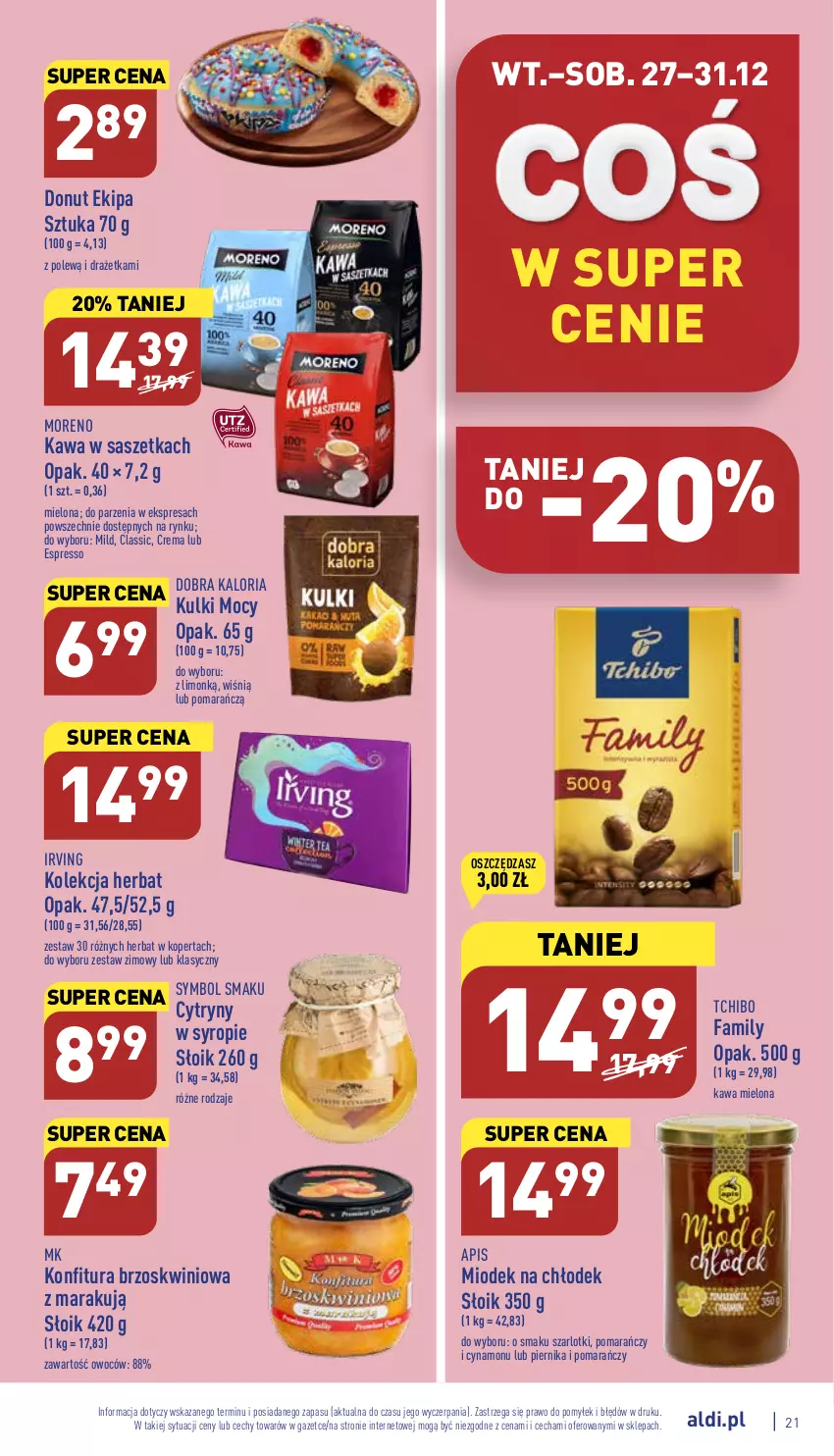 Gazetka promocyjna Aldi - Pełny katalog - ważna 27.12 do 31.12.2022 - strona 21 - produkty: Cytryny, Donut, Fa, Irving, Kawa, Kawa mielona, Konfitura, Piernik, Syrop, Tchibo, Tchibo Family