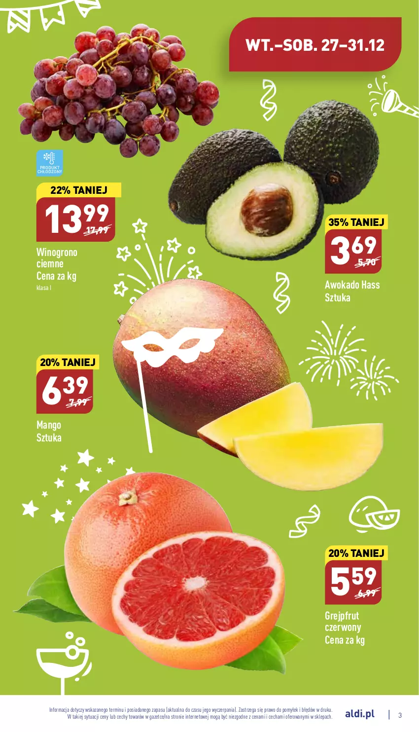 Gazetka promocyjna Aldi - Pełny katalog - ważna 27.12 do 31.12.2022 - strona 3 - produkty: Grejpfrut, Mango, Wino