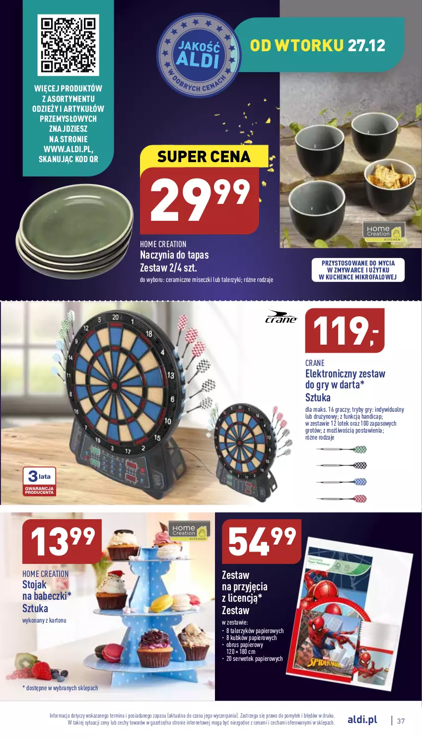 Gazetka promocyjna Aldi - Pełny katalog - ważna 27.12 do 31.12.2022 - strona 37 - produkty: Babeczki, Fa, Gra, Gry, Obrus, Papier, Ser, Stojak, Talerz, Talerzyk