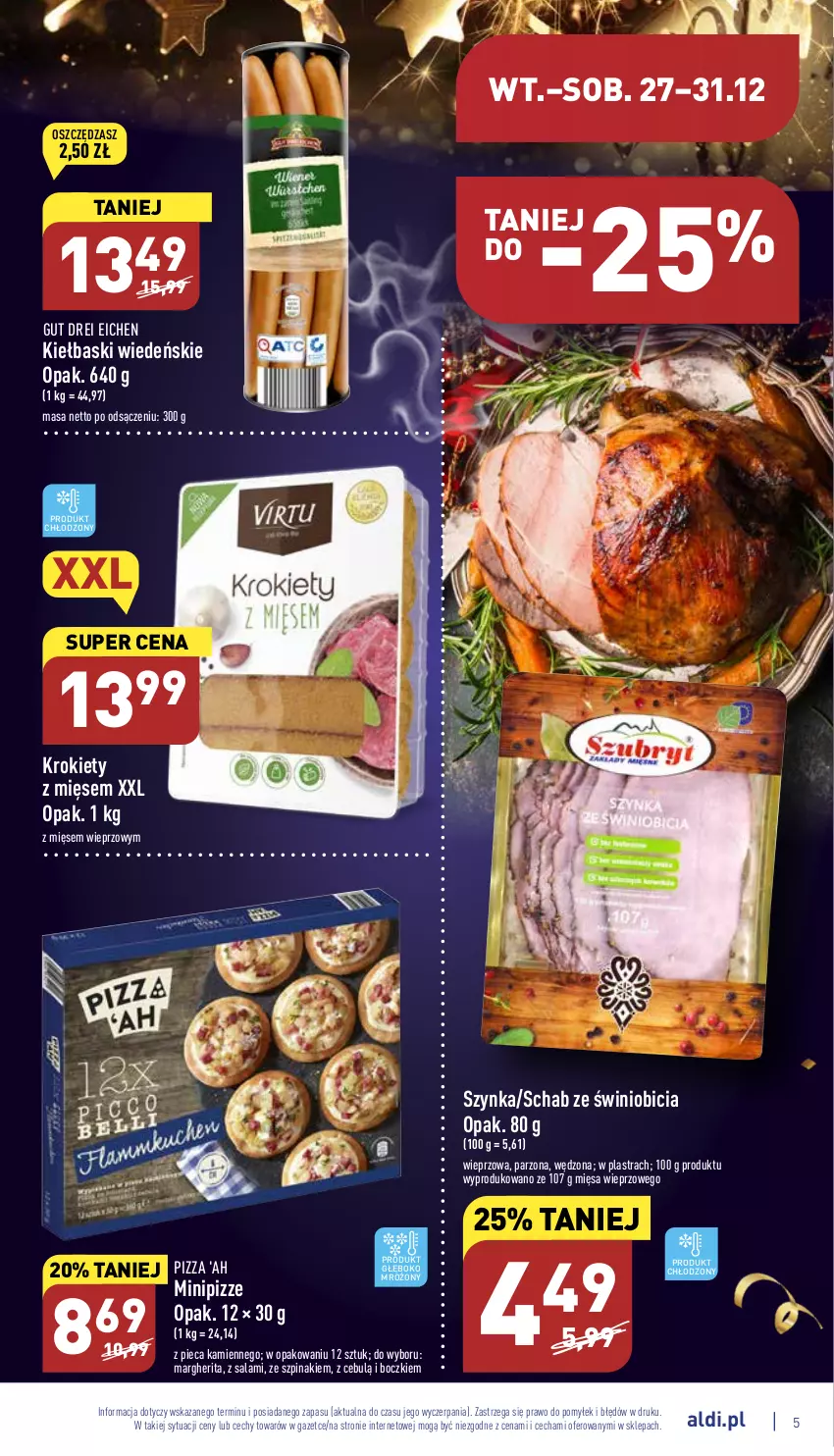 Gazetka promocyjna Aldi - Pełny katalog - ważna 27.12 do 31.12.2022 - strona 5 - produkty: BIC, Krokiety, Piec, Pizza, Salami, Szpinak, Szynka