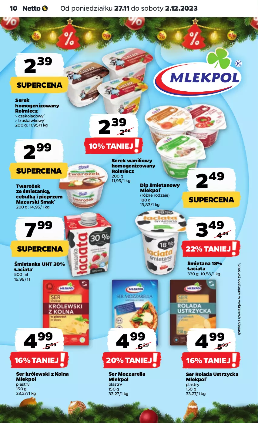 Gazetka promocyjna Netto - Artykuły spożywcze - ważna 27.11 do 02.12.2023 - strona 10 - produkty: Królewski, Mozzarella, Pieprz, Rolada, Rolada Ustrzycka, Rolmlecz, Ser, Serek, Serek homogenizowany