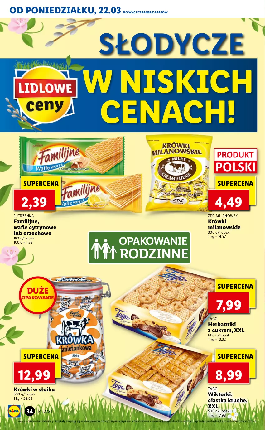 Gazetka promocyjna Lidl - Wielkanoc - ważna 22.03 do 24.03.2021 - strona 34 - produkty: Ciastka, Fa, Herbatniki, Jutrzenka, Tago