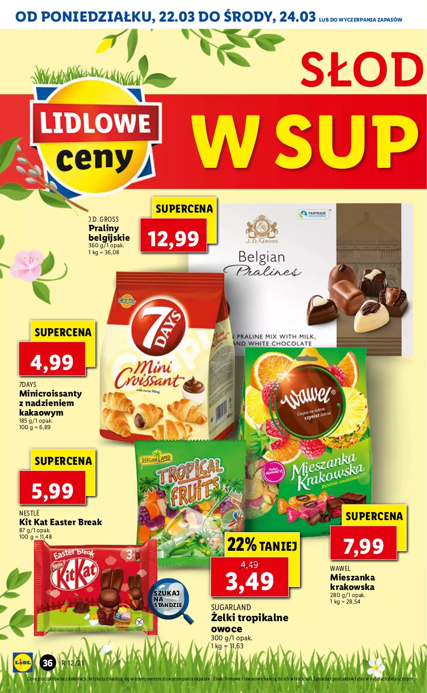 Gazetka promocyjna Lidl - Wielkanoc - ważna 22.03 do 24.03.2021 - strona 36 - produkty: Croissant, Kakao, Kit Kat, LG, Nestlé, Owoce, Praliny, Wawel