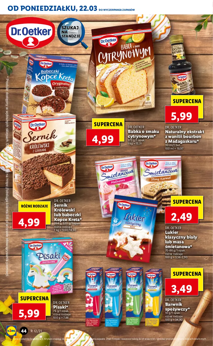 Gazetka promocyjna Lidl - Wielkanoc - ważna 22.03 do 24.03.2021 - strona 44 - produkty: Babeczki, Babka, Bourbon, Dr. Oetker, Kret, Królewski, Ser