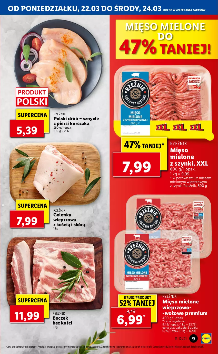 Gazetka promocyjna Lidl - Wielkanoc - ważna 22.03 do 24.03.2021 - strona 9 - produkty: Boczek, Boczek bez kości, Drób, Golonka wieprzowa, Kurczak, Mięso, Mięso mielone, Mięso mielone z szynki, Por