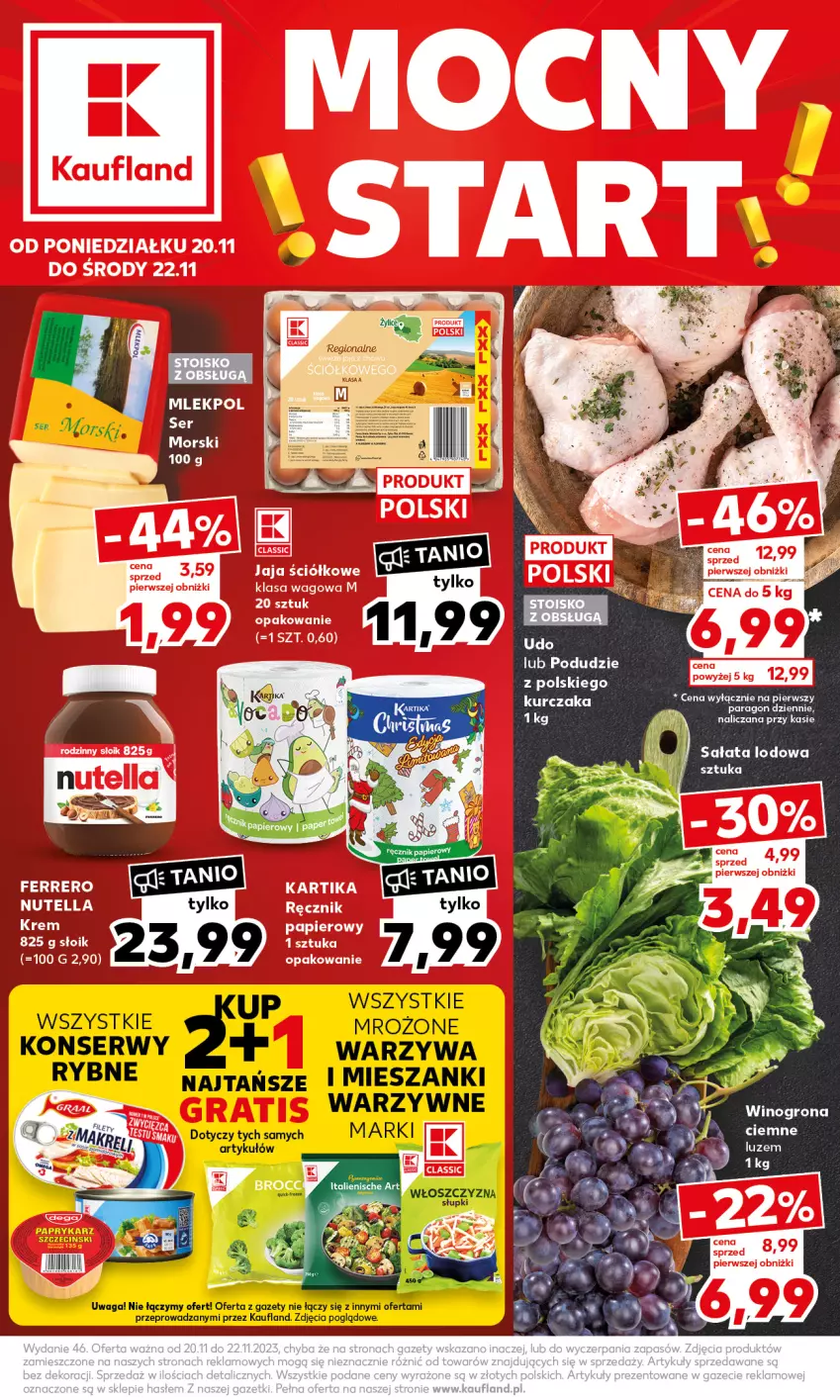 Gazetka promocyjna Kaufland - Mocny Start - ważna 20.11 do 22.11.2023 - strona 1 - produkty: Kurczak, Ser, Waga, Warzywa, Wino, Winogrona