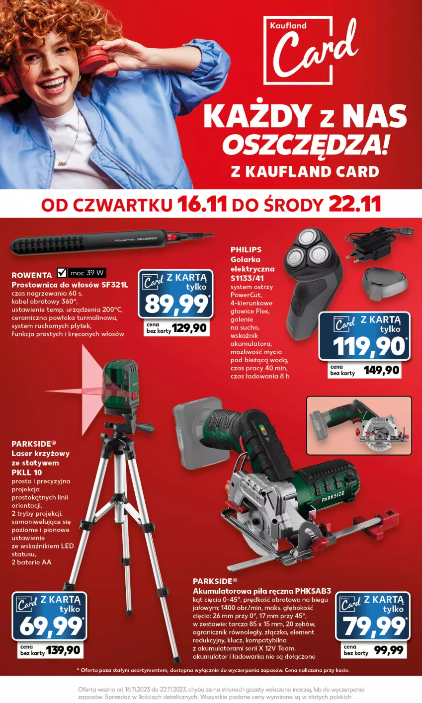 Gazetka promocyjna Kaufland - Mocny Start - ważna 20.11 do 22.11.2023 - strona 30 - produkty: Akumulator, Golarka, Gra, Laser krzyżowy, Parkside, Philips, Prostownica do włosów, Rowenta, Ser, Warka