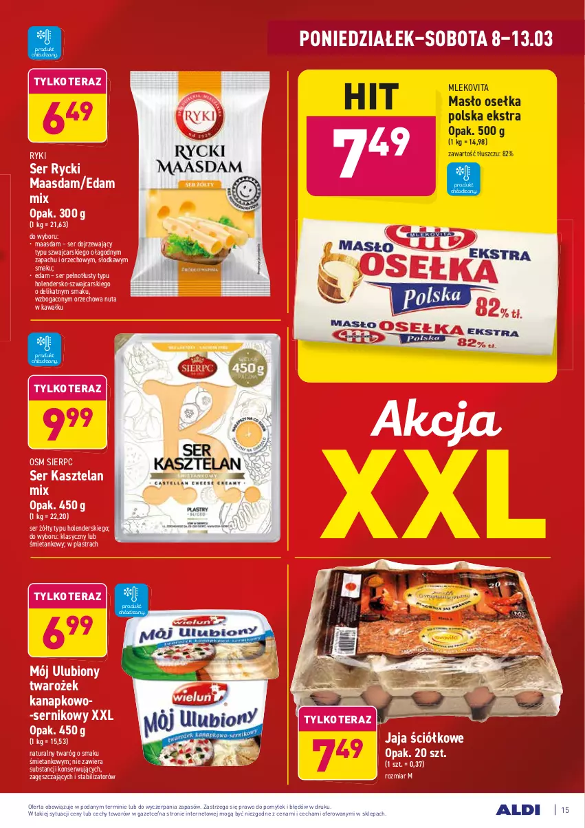 Gazetka promocyjna Aldi - ALE! CENA w ALDI - ważna 08.03 do 20.03.2021 - strona 15 - produkty: Cars, Edam, Jaja, Kasztelan, Kawa, Maasdam, Masło, Mleko, Mlekovita, Ser, Ser Kasztelan, Tera, Twaróg