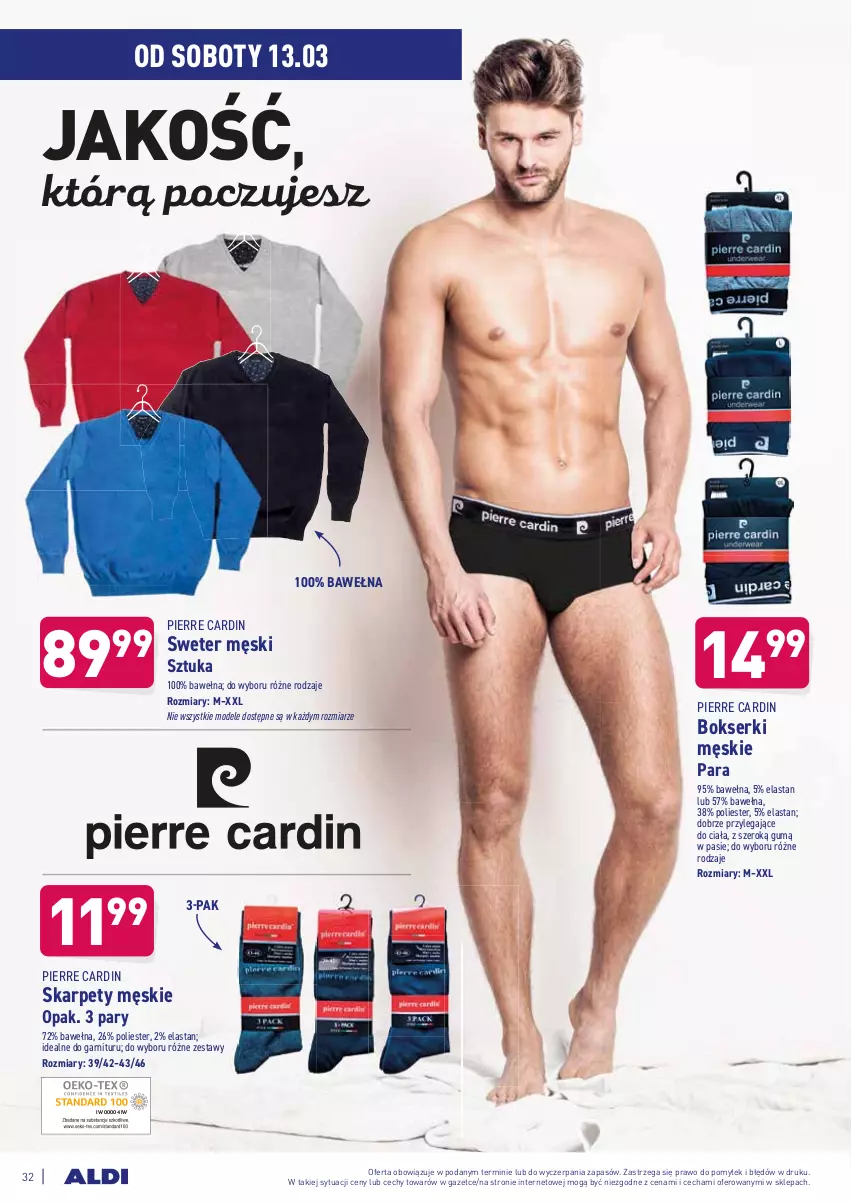 Gazetka promocyjna Aldi - ALE! CENA w ALDI - ważna 08.03 do 20.03.2021 - strona 32 - produkty: Bokserki, Karp, Pierre Cardin, Ser, Sweter, Wełna