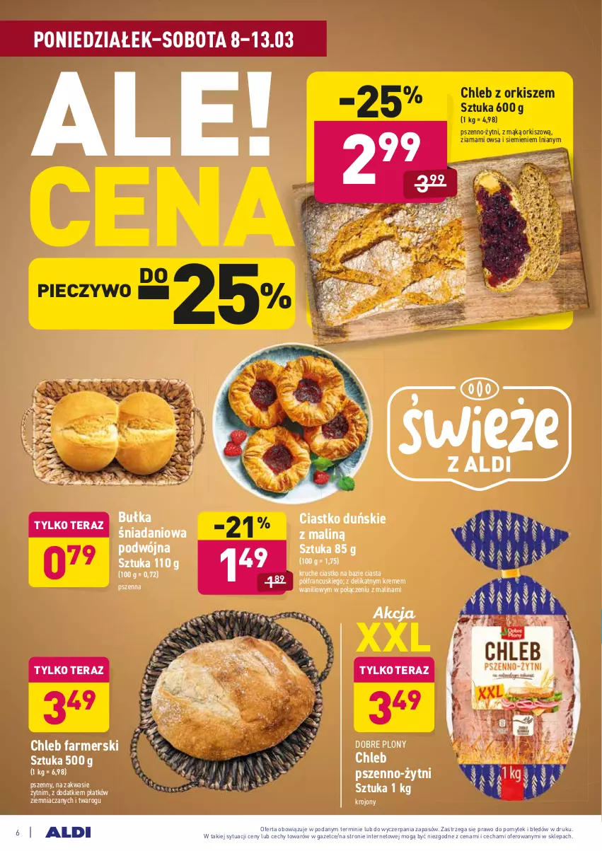 Gazetka promocyjna Aldi - ALE! CENA w ALDI - ważna 08.03 do 20.03.2021 - strona 6 - produkty: Bułka, Chleb, Danio, Fa, Piec, Pieczywo, Tera