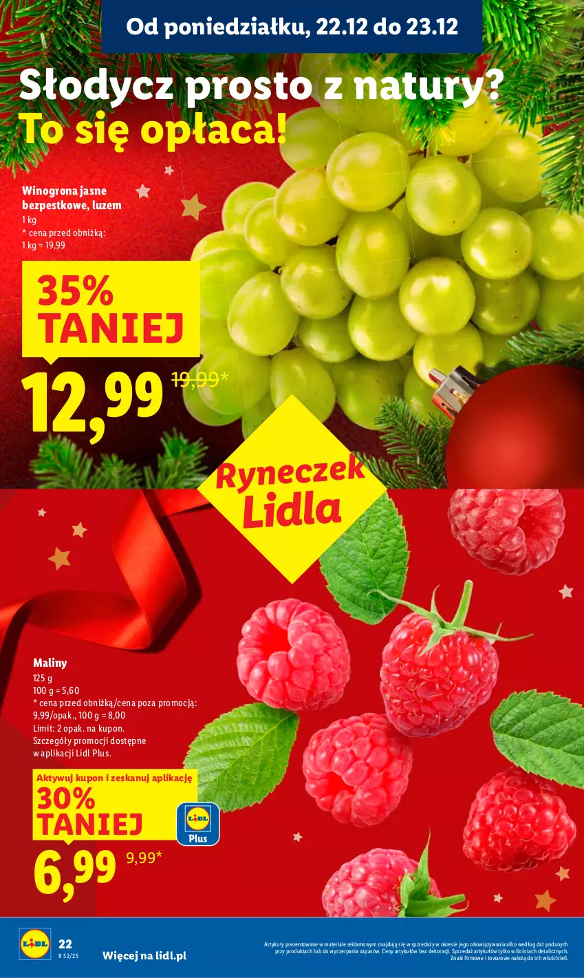 Gazetka promocyjna Lidl - GAZETKA - ważna 22.12 do 23.12.2025 - strona 24 - produkty: Maliny, Wino, Winogrona