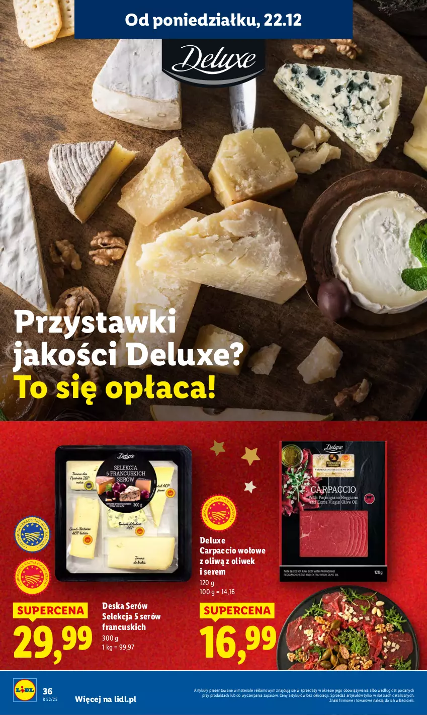 Gazetka promocyjna Lidl - GAZETKA - ważna 22.12 do 23.12.2025 - strona 38 - produkty: Carpaccio, Deska serów, Ser