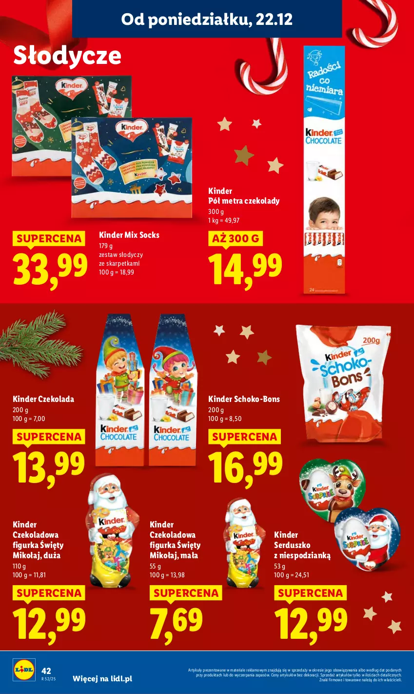 Gazetka promocyjna Lidl - GAZETKA - ważna 22.12 do 23.12.2025 - strona 44 - produkty: Czekolada, Karp, Kinder, Ser