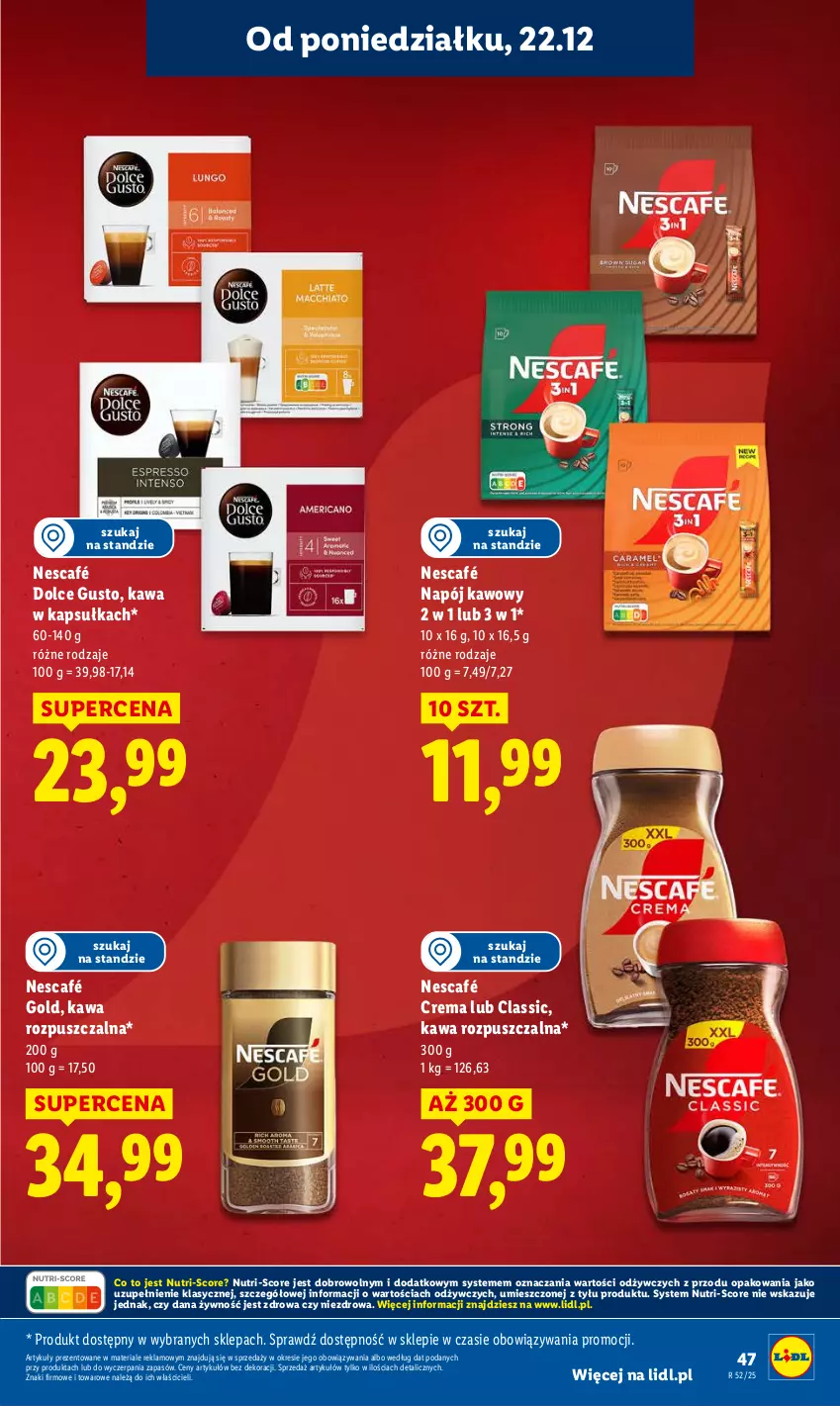 Gazetka promocyjna Lidl - GAZETKA - ważna 22.12 do 23.12.2025 - strona 49 - produkty: Dolce Gusto, Kawa, Kawa rozpuszczalna, Napój, Nescafé