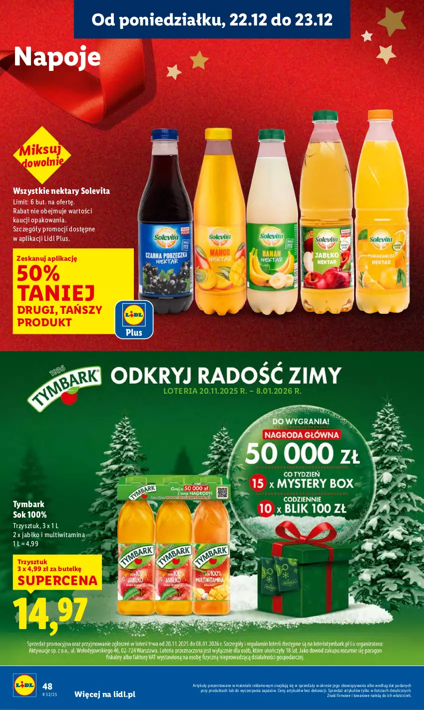 Gazetka promocyjna Lidl - GAZETKA - ważna 22.12 do 23.12.2025 - strona 50 - produkty: Napoje, Nektar, Sok, Tymbark