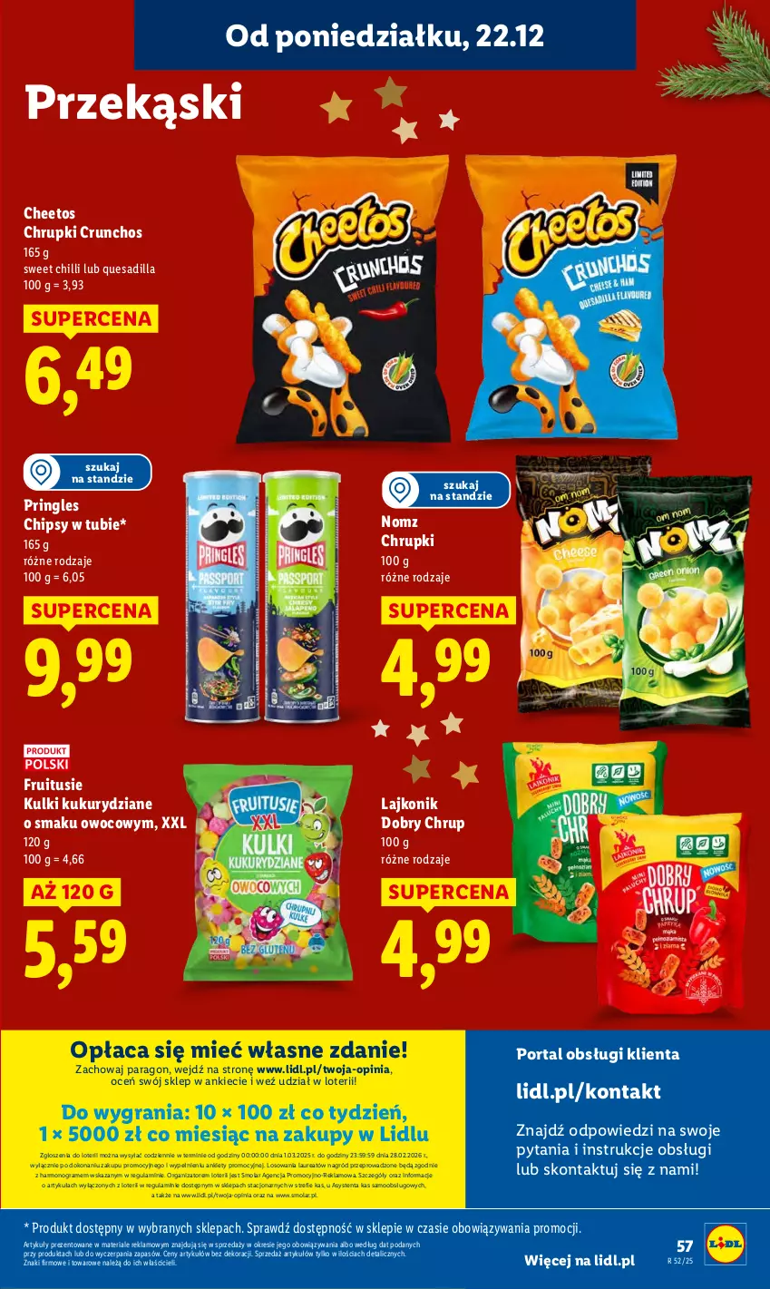 Gazetka promocyjna Lidl - GAZETKA - ważna 22.12 do 23.12.2025 - strona 59 - produkty: Cheetos, Chipsy, Chrupki, Gra, Lajkonik, Laur, Mola, Por, Portal, Pringles