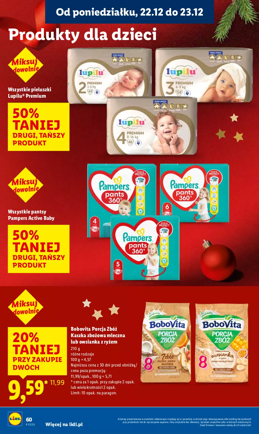 Gazetka promocyjna Lidl - GAZETKA - ważna 22.12 do 23.12.2025 - strona 62 - produkty: BoboVita, Dzieci, Owsianka, Pampers, Por, Ryż
