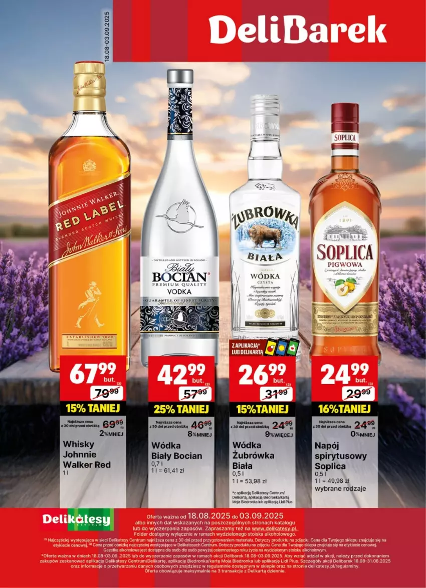Gazetka promocyjna Delikatesy Centrum - Delibarek DC34-DC35 - ważna 18.08 do 03.09.2025 - strona 1 - produkty: Biały Bocian, Dron, LG, Napój, Rum, Soplica, Whisky, Wódka