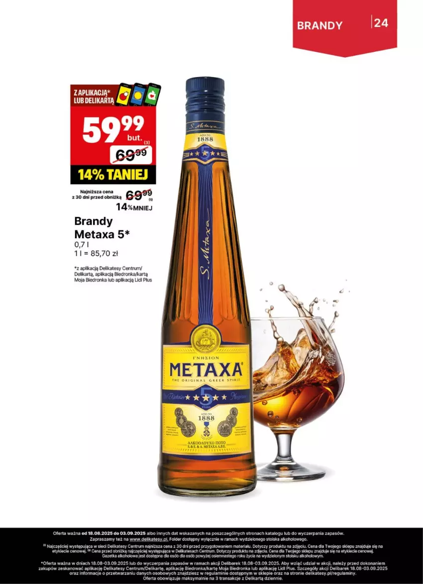 Gazetka promocyjna Delikatesy Centrum - Delibarek DC34-DC35 - ważna 18.08 do 03.09.2025 - strona 24 - produkty: Brandy, Dron, Metaxa, Rama, Rum, Tran