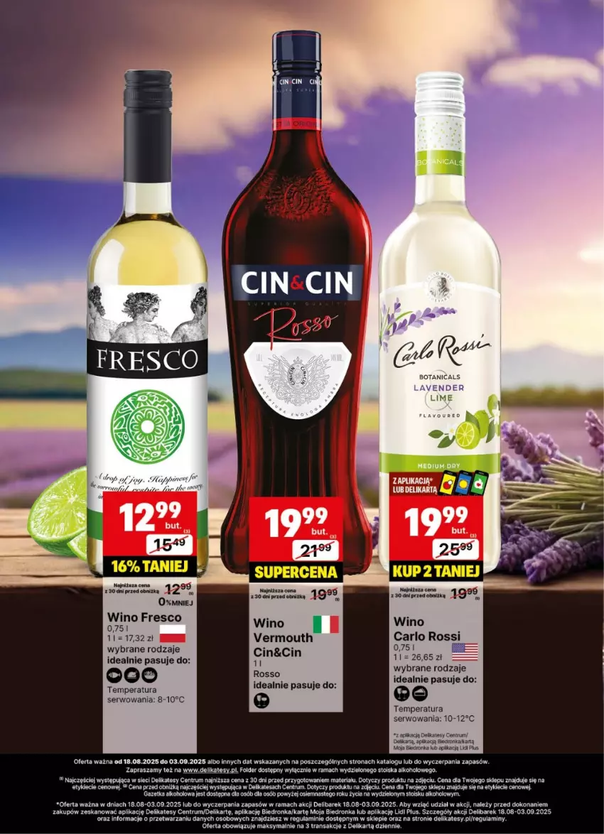 Gazetka promocyjna Delikatesy Centrum - Delibarek DC34-DC35 - ważna 18.08 do 03.09.2025 - strona 6 - produkty: Carlo Rossi, Dron, Fresco, Por, Rama, Rum, Ser, Tran, Vermouth, Wino