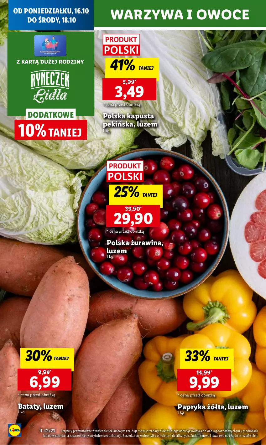 Gazetka promocyjna Lidl - GAZETKA - ważna 16.10 do 18.10.2023 - strona 16 - produkty: Chleb, Owoce, Papryka, Papryka żółta, Ser, Warzywa, Warzywa i owoce