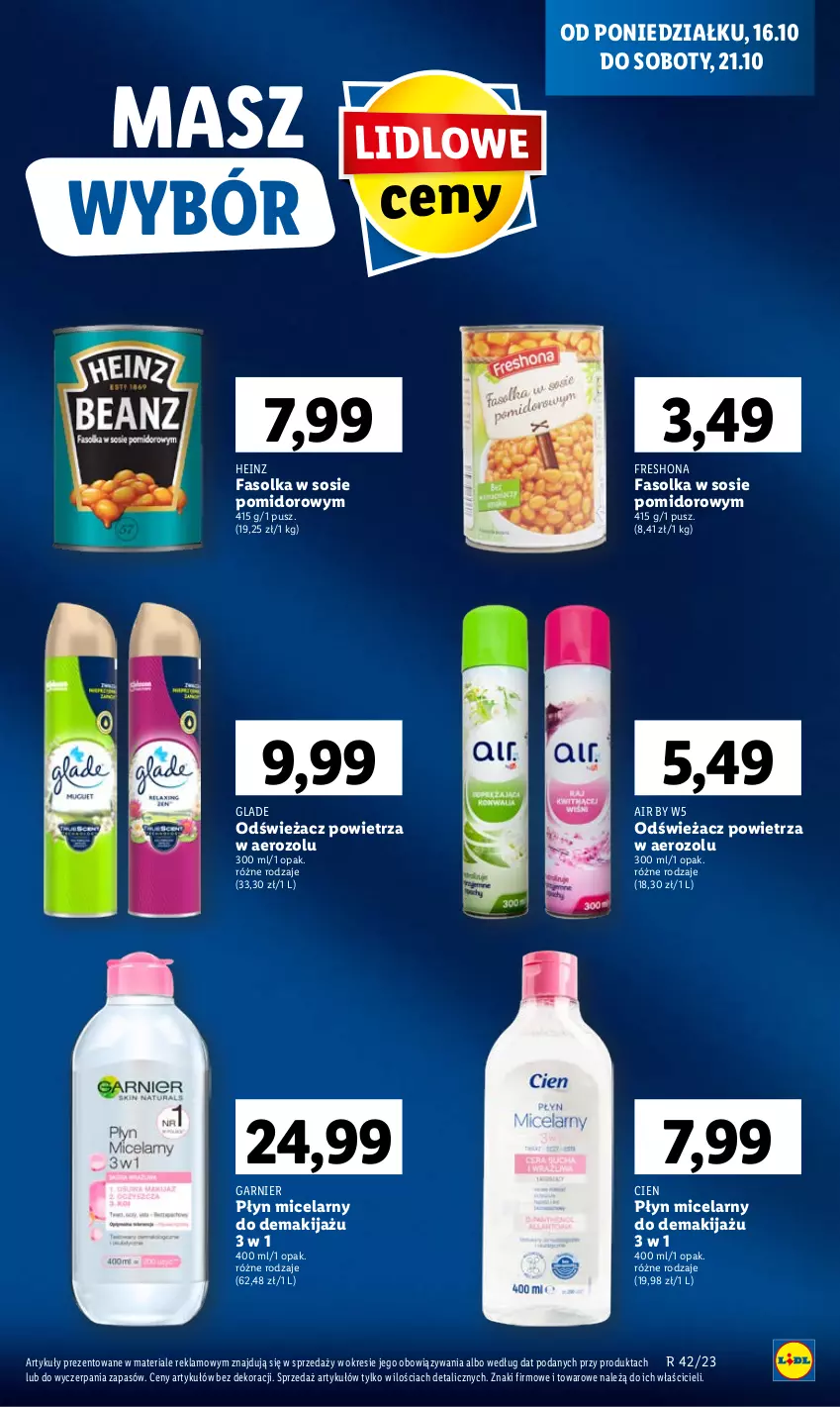 Gazetka promocyjna Lidl - GAZETKA - ważna 16.10 do 18.10.2023 - strona 19 - produkty: Fa, Garnier, Heinz, Makijaż, Odświeżacz powietrza, Płyn micelarny, Sos