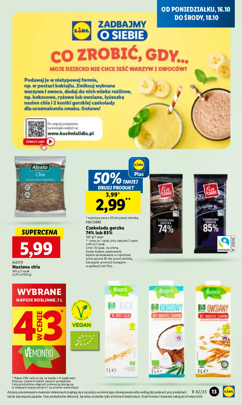 Gazetka promocyjna Lidl - GAZETKA - ważna 16.10 do 18.10.2023 - strona 21 - produkty: Chia, Czekolada, Czekolada gorzka, Napoje, O nas, Olej