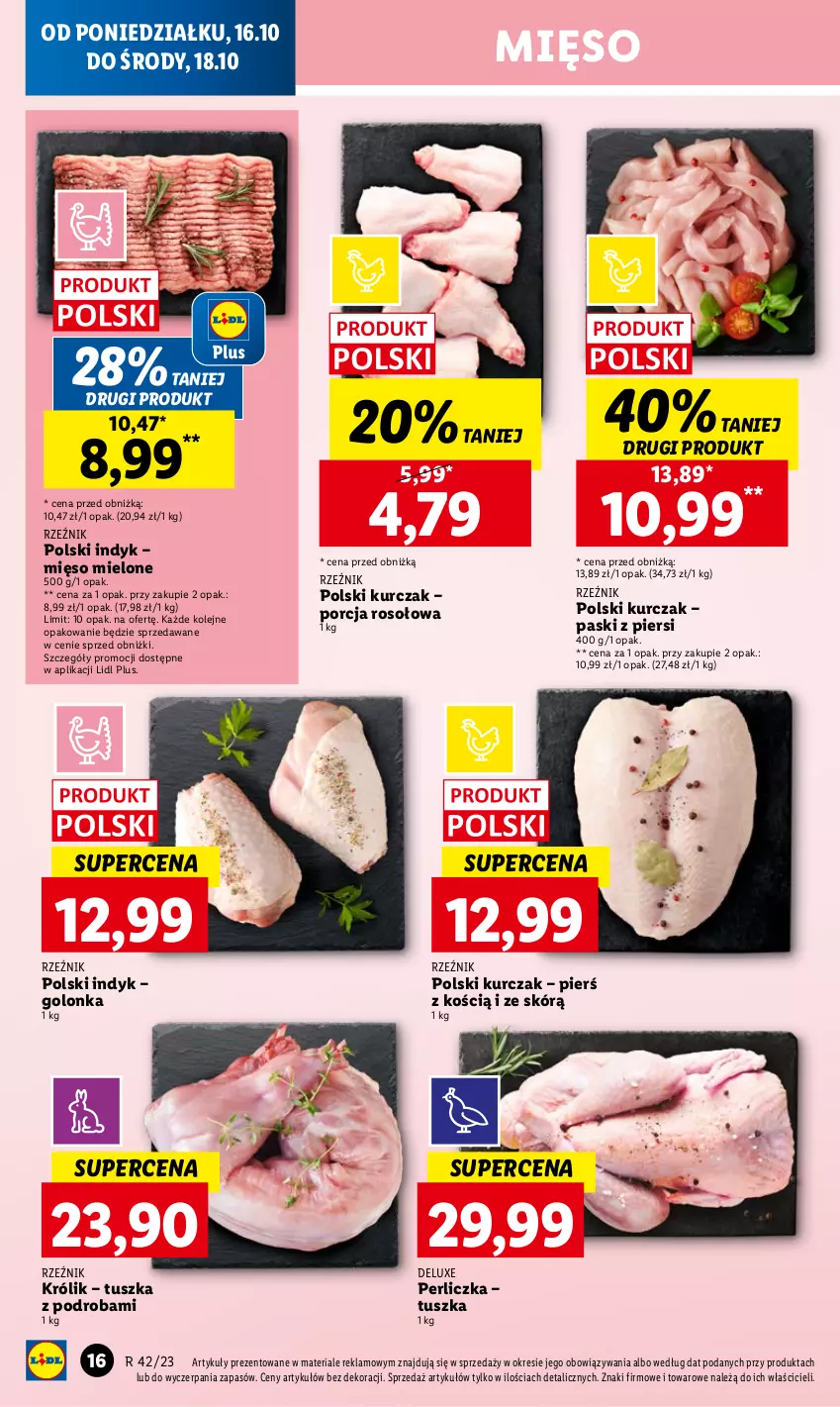 Gazetka promocyjna Lidl - GAZETKA - ważna 16.10 do 18.10.2023 - strona 24 - produkty: Królik, Kurczak, Mięso, Mięso mielone, Olej, Perliczka, Por, Tusz