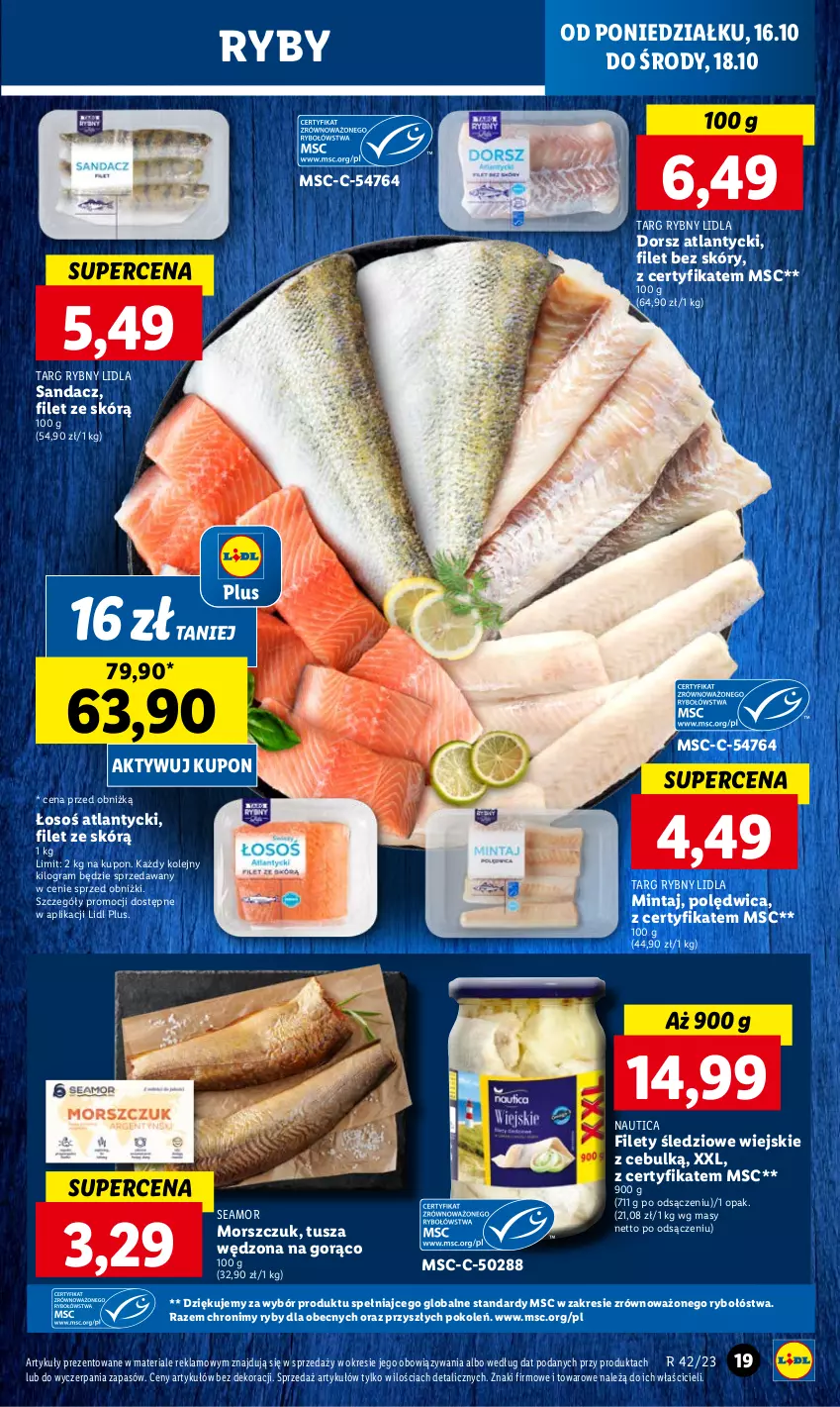 Gazetka promocyjna Lidl - GAZETKA - ważna 16.10 do 18.10.2023 - strona 27 - produkty: Dorsz, Gra, Mintaj, Olej, Polędwica, Sandacz, Tusz