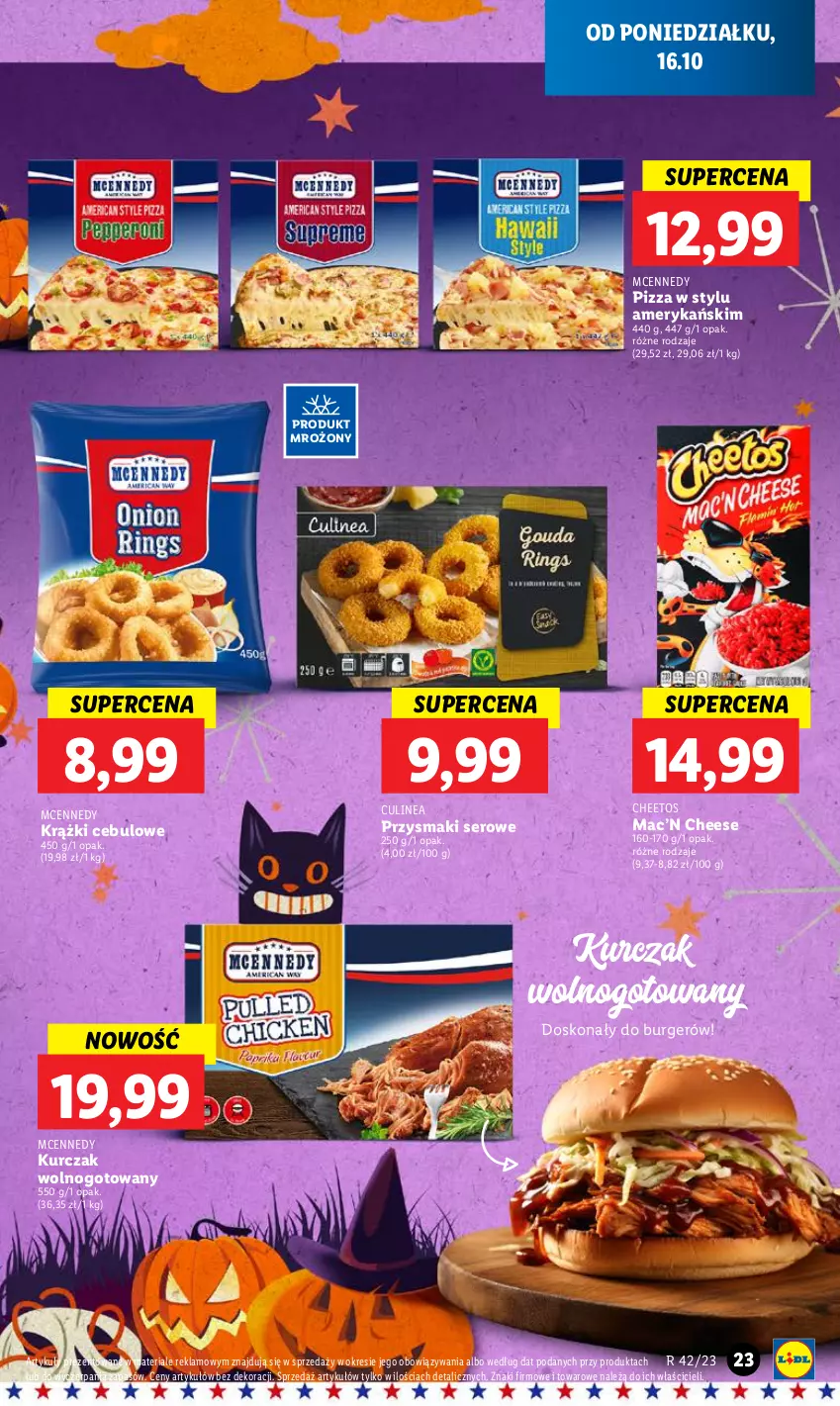 Gazetka promocyjna Lidl - GAZETKA - ważna 16.10 do 18.10.2023 - strona 31 - produkty: Burger, Cheetos, Krążki cebulowe, Kurczak, Pizza, Przysmaki, Ser