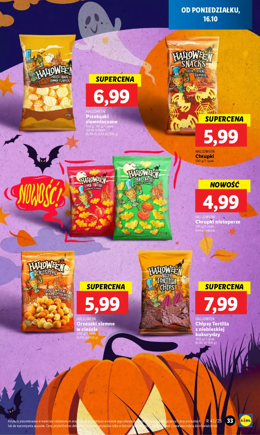 Gazetka promocyjna Lidl - GAZETKA - ważna 16.10 do 18.10.2023 - strona 41 - produkty: Chipsy, Chrupki, Orzeszki, Orzeszki ziemne, Top, Tortilla