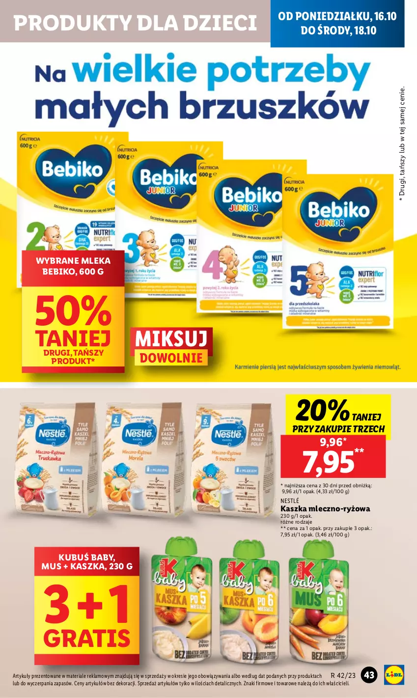 Gazetka promocyjna Lidl - GAZETKA - ważna 16.10 do 18.10.2023 - strona 53 - produkty: Bebiko, Dzieci, Gra, Kubuś, Mus, Nestlé, Ryż