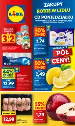 Gazetka promocyjna Lidl - GAZETKA - Gazetka - ważna od 18.10 do 18.10.2023 - strona 1 - produkty: Kurczak, Ser, Anew, Papier, Cytryny, Papier toaletowy, Pilos, Flora, Masło, Olej, Mięso, Jabłka