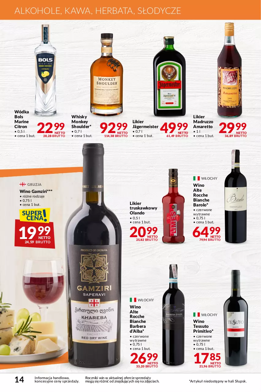 Gazetka promocyjna Makro - Najlepsze oferty - oferta z alkoholem - ważna 09.01 do 05.02.2024 - strona 14 - produkty: Alkohole, Bols, Herbata, Kawa, Likier, Whisky, Wino, Wódka