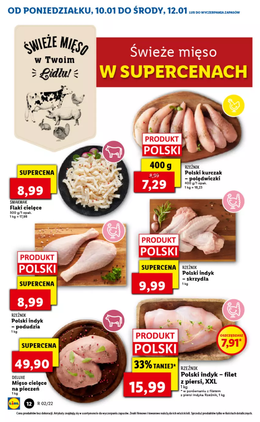 Gazetka promocyjna Lidl - GAZETKA - ważna 10.01 do 12.01.2022 - strona 12 - produkty: Flaki, Kurczak, Mięso, Piec, Por