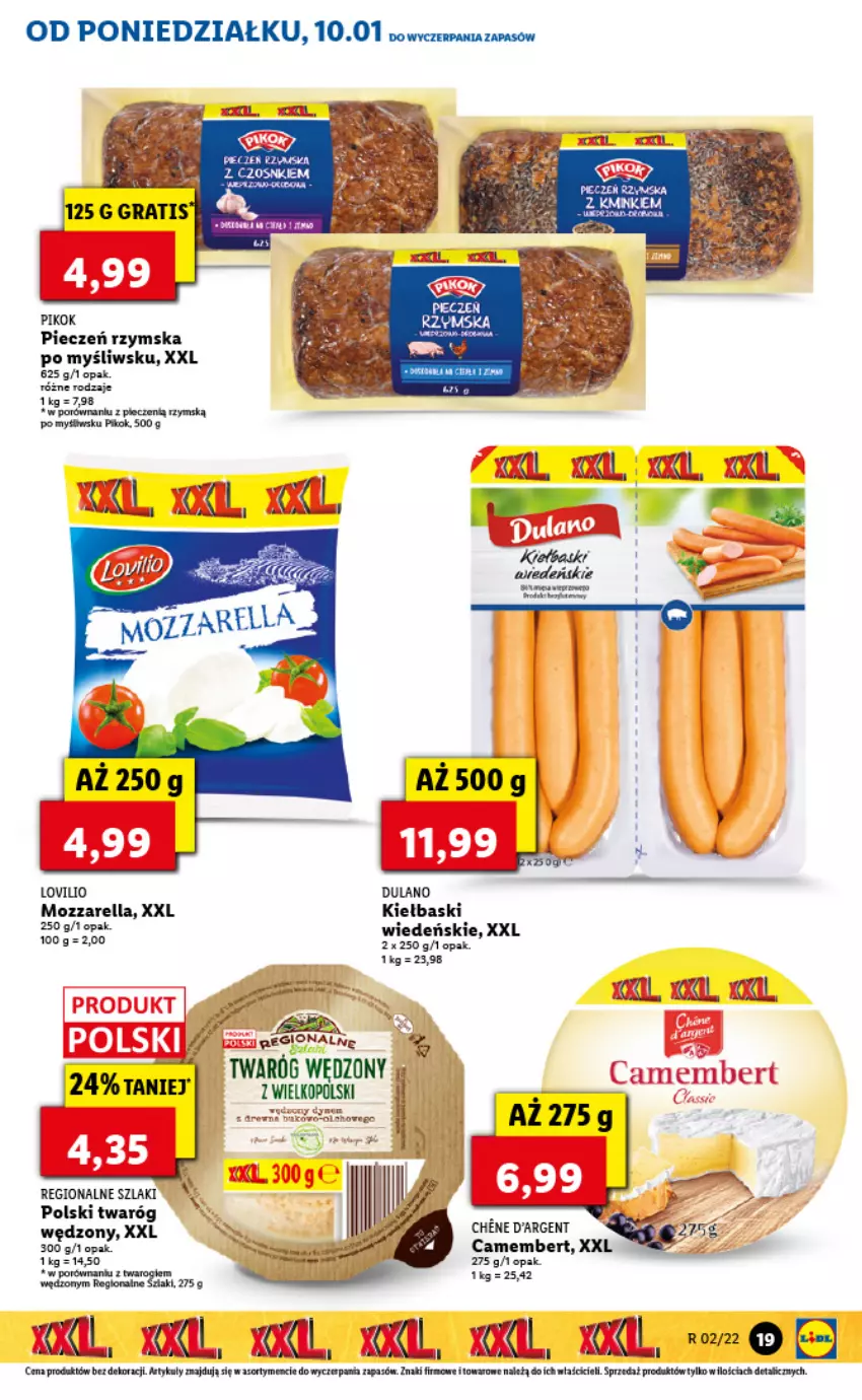 Gazetka promocyjna Lidl - GAZETKA - ważna 10.01 do 12.01.2022 - strona 19 - produkty: Camembert, Fa, Kaki, Koc, Mozzarella, Piec, Pieczeń rzymska, PIKOK, Por, Twaróg